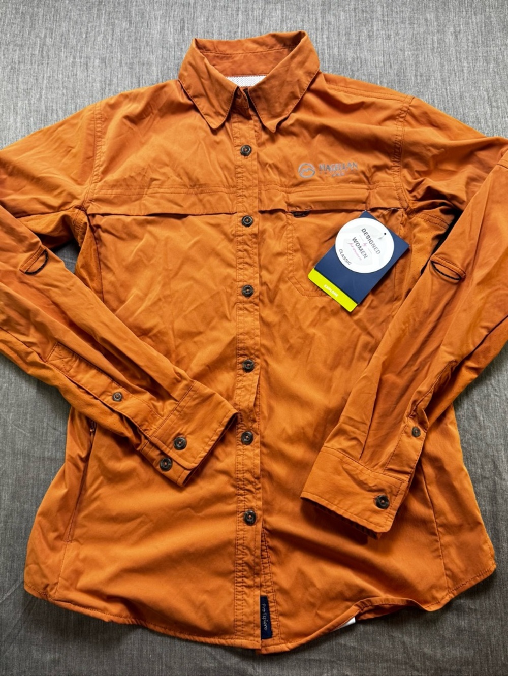 NWT Women’s XS Magellan Outdoors Pro Explore Orange Long Sleeve Fishing Shirt